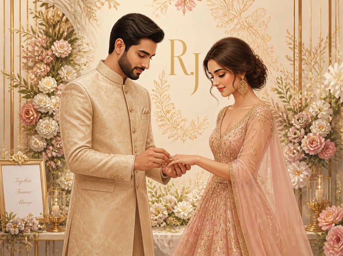 Wedding artwork of the couple