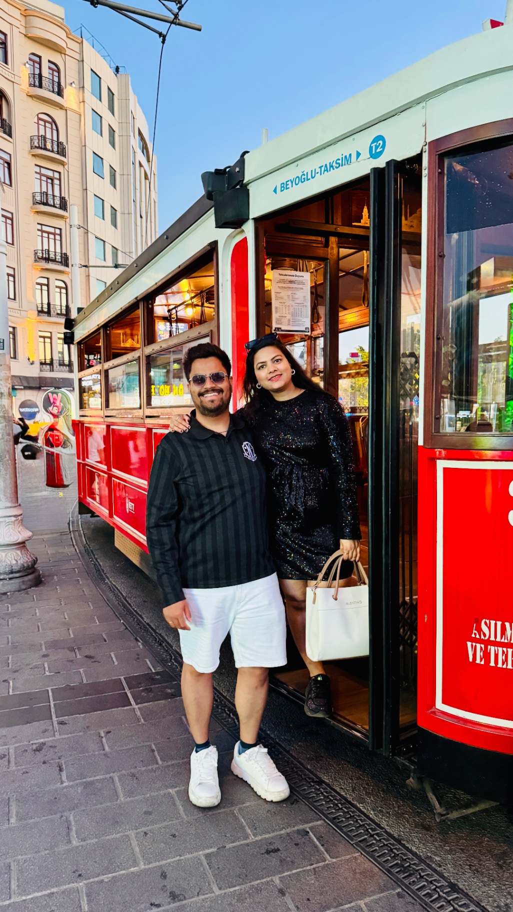Ritesh & Jyoti by the tram